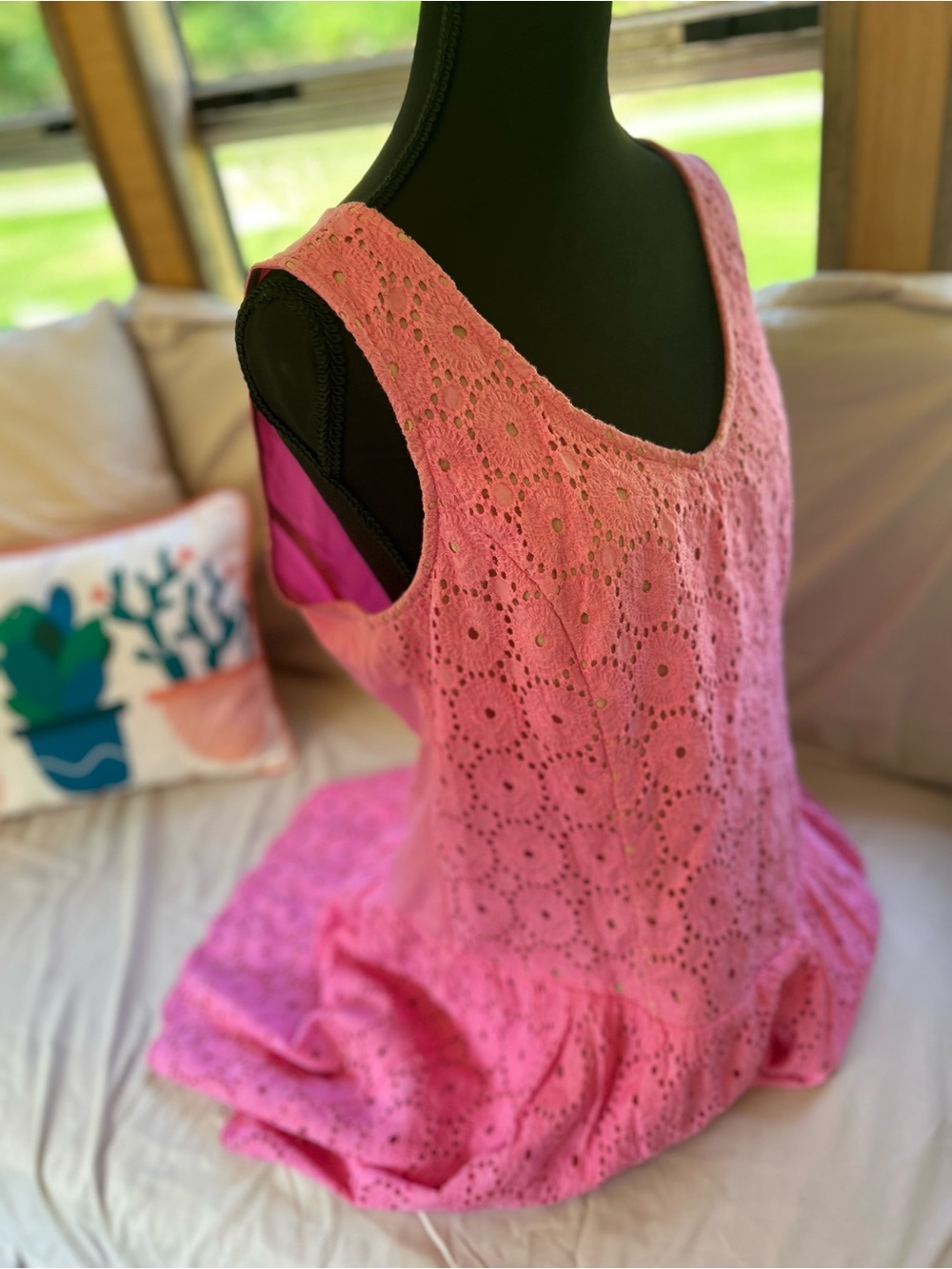 Esley Pink Eyelet Peplum Tank